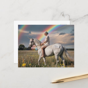Carte Postale Granny et sa licorne croient en une prairie