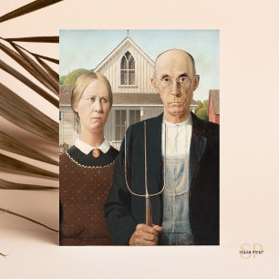 Carte Postale Grant Wood American Gothic Painting Art Imprimer