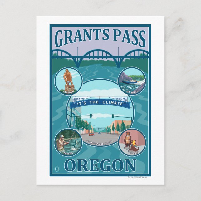 Carte Postale Grants Pass, OregonScenic Travel Poster (Devant)