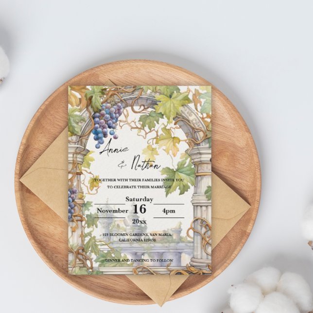 Carte Postale Grapevine Romantique Vignoble Faire-part de mariag (Grapevine Romantic Vineyard Wedding Invitation Postcard)