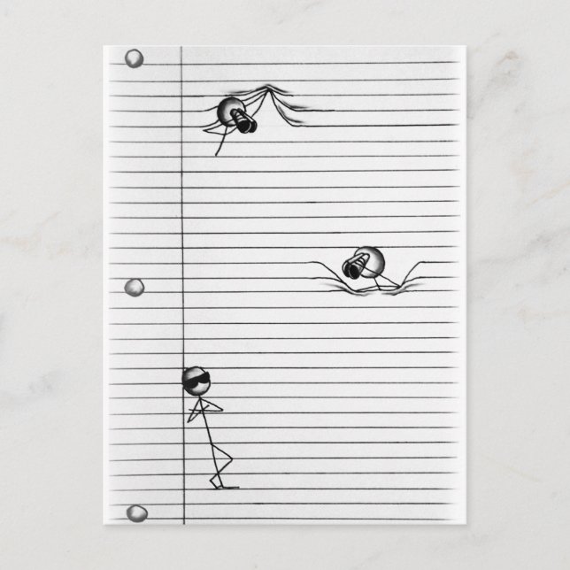 Carte Postale Graphique à bâtons Dessin d'espions et d'espions s (Devant)