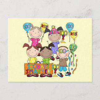 Carte Postale Graphique à bâtons Enfants 100 Jours plus intellig