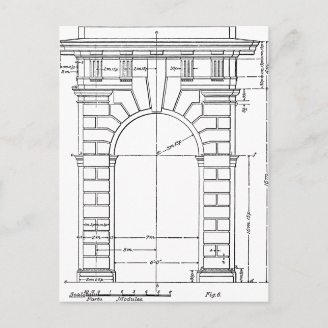 Carte Postale Graphique architectural vintage noir et blanc (Devant)