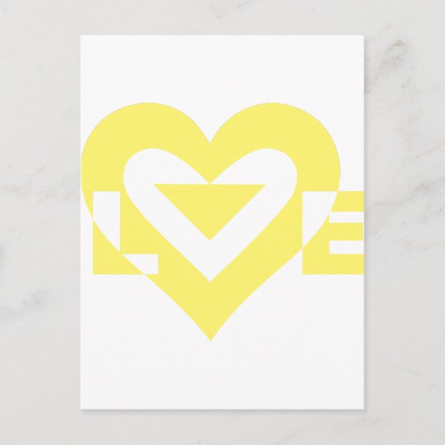 Carte Postale Graphique d'amour cool, Jaune (Devant)