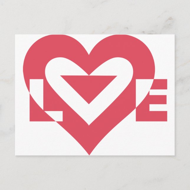 Carte Postale Graphique d'amour cool, rose cerise (Devant)