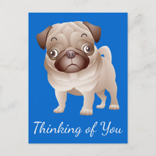 Carte postale graphique de chien chiot Pug Pensée