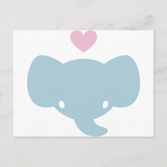 Carte Postale Graphique de Coeur Eléphant mignon (Devant)