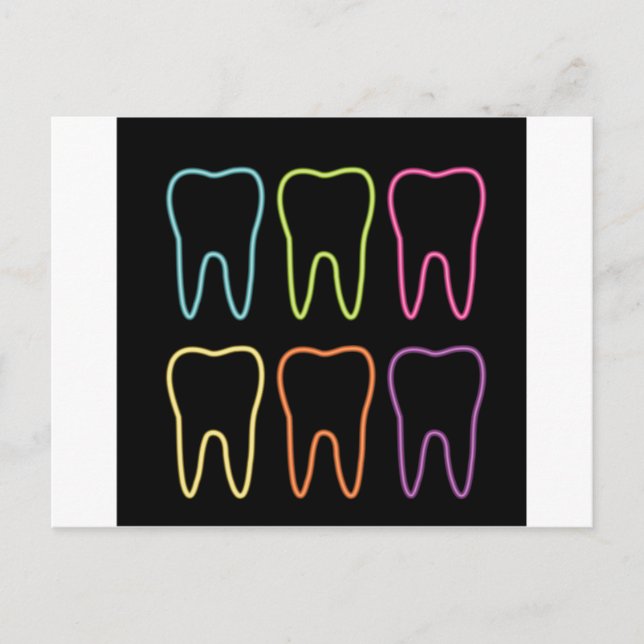 Carte Postale Graphique de dents de néon pour dentiste (Devant)