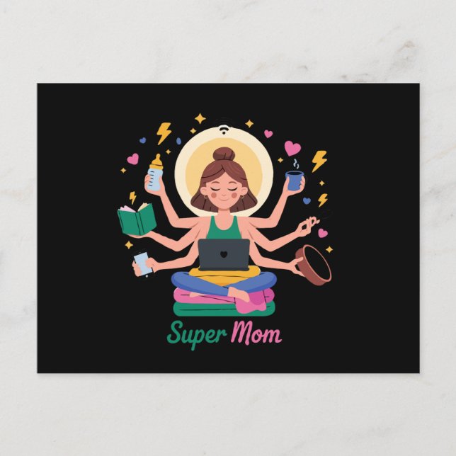 Carte Postale Graphique de la fête des mères multitâche Super Ma (Devant)