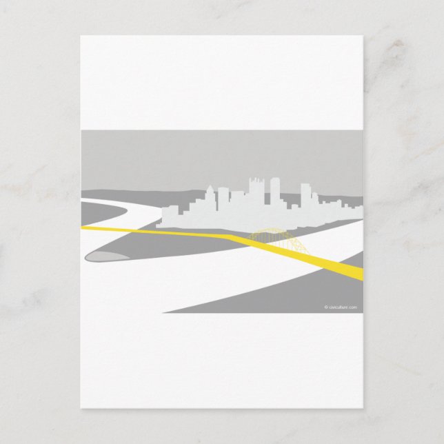 Carte Postale Graphique de la ligne d'horizon de Pittsburgh (Devant)