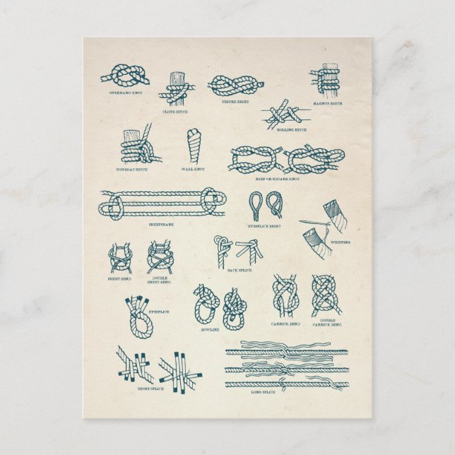 Carte Postale Graphique de noeuds et de branches nautiques (Devant)
