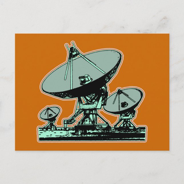 Carte Postale Graphique de parabole satellite rétro (Devant)