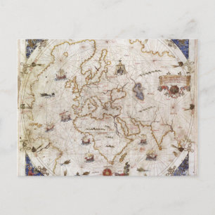 Carte Postale Graphique de Portolan du monde   1519