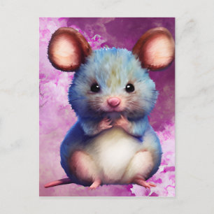 Carte Postale Graphique de souris aquarelle
