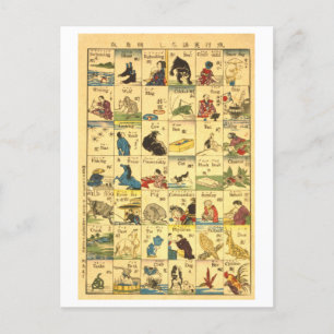 Carte Postale Graphique de traduction japonais-anglais vintage