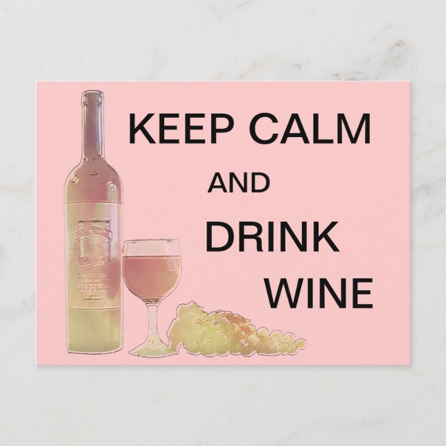 Carte Postale Graphique de vin de boisson calme (Devant)