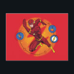 Carte Postale Graphique d'exécution du laboratoire Flash de dess<br><div class="desc">Découvrez ce graphique amusant de Flash running,  avec des icônes de laboratoire et Flash Icon!</div>