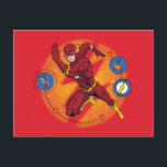 Carte Postale Graphique d'exécution du laboratoire Flash de dess<br><div class="desc">Découvrez ce graphique amusant de Flash running,  avec des icônes de laboratoire et Flash Icon!</div>