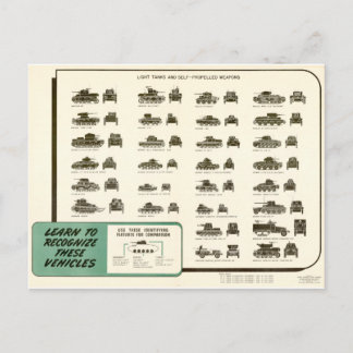 Carte Postale Graphique d'identification des chars légers de la