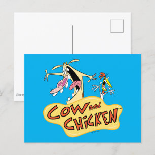 Carte Postale Graphique du logo de la vache et du poulet