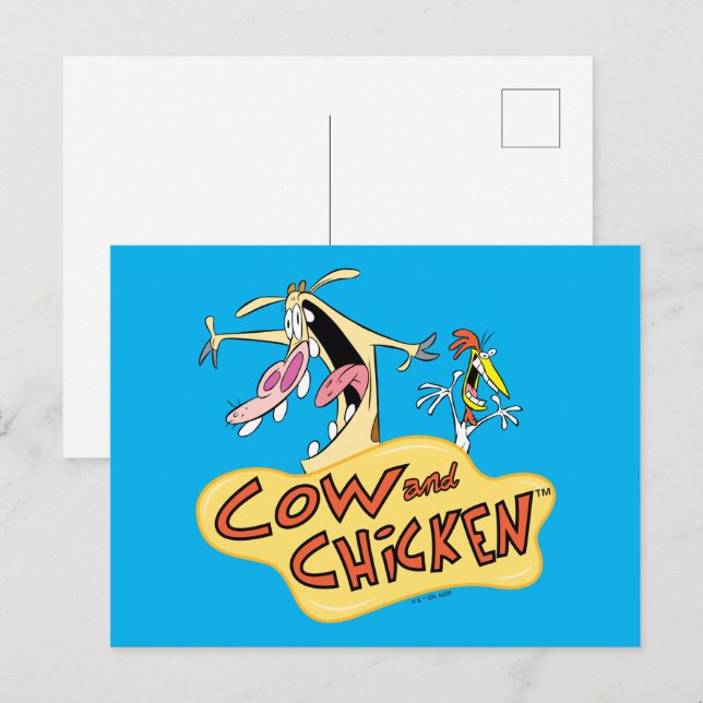 Carte Postale Graphique du logo de la vache et du poulet (Devant / Derrière)