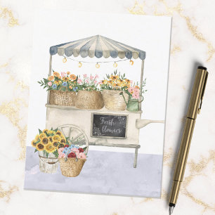 Carte Postale Graphique du marché aux fleurs aquarelle Art Cotta