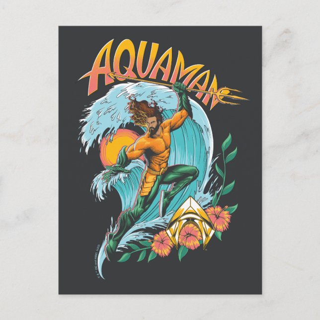 Carte Postale Graphique du Surf de levage Aquaman et Trident (Devant)
