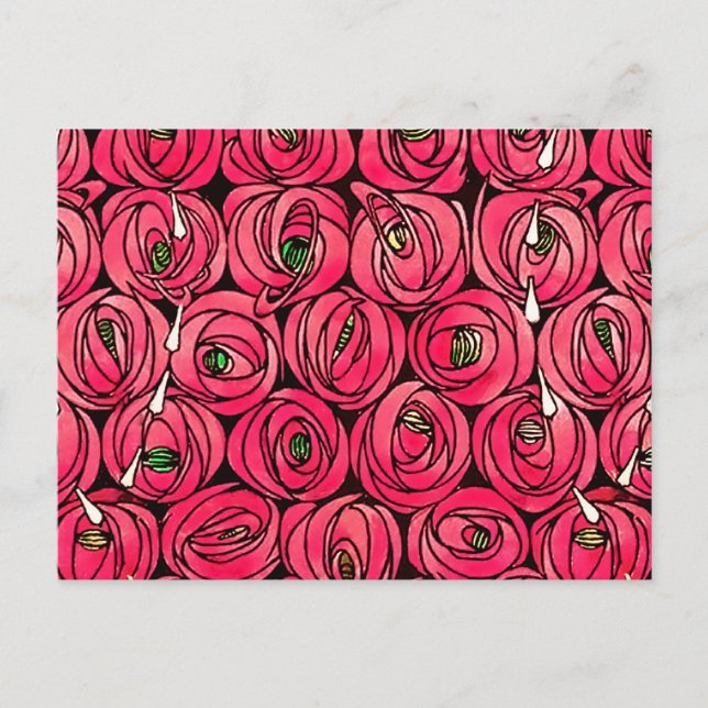 Carte Postale Graphique rose Art Nouveau Rennie Macintosh (Devant)