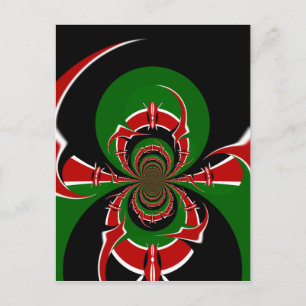 CARTE POSTALE GRAPHIQUE VERT ROUGE NOIR HAKUNA MATATA
