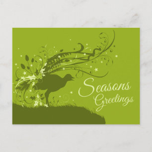 Carte postale graphique verte de Noël lyrebird fan