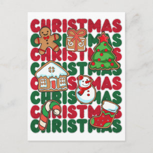 Carte Postale Graphiques détaillés de Noël rouge et vert