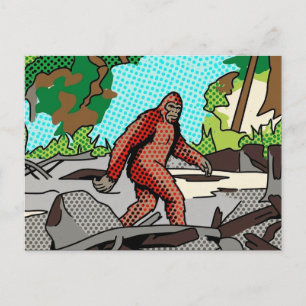 Carte Postale Graphisme de bande dessinée de forêt de Sasquatch