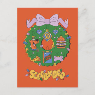 Carte Postale Graphisme de couronne de snacks de Noël de Scooby-