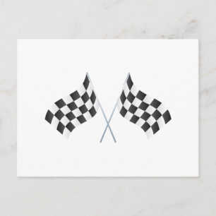 Carte Postale graphisme de drapeaux à damier de course