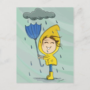 Carte Postale Graphisme de la journée de la fille mignonne Rainy