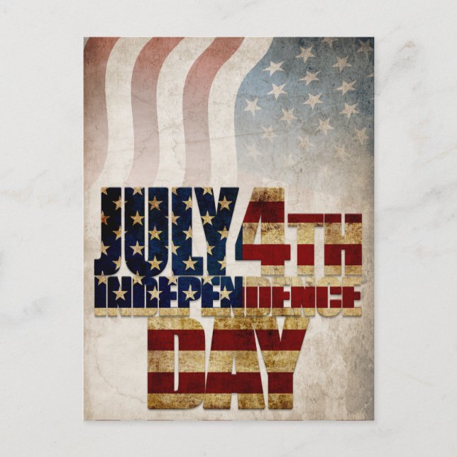 Carte Postale Graphisme de l'indépendance du 4 juillet Grunge US (Devant)