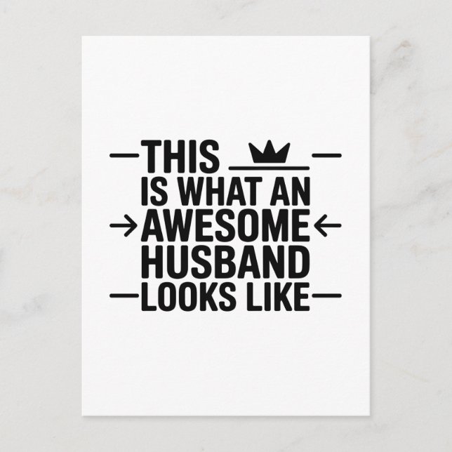 Carte Postale Graphisme de typographie Awesome Husband (Devant)