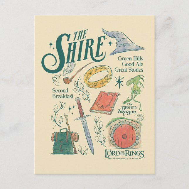 Carte Postale Graphisme en collage aquarelle THE SHIRE™ (Devant)