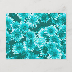 Carte Postale Graphisme moderne Dahlia Motif, Turquoise et Aqua