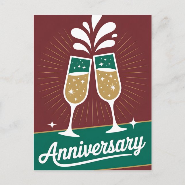 Carte Postale Graphisme rétro d'anniversaire avec du champagne p (Devant)