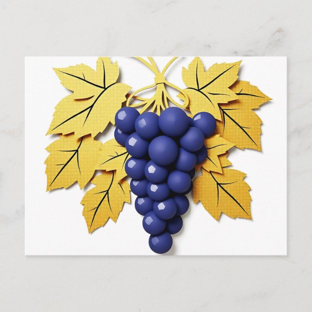 Carte Postale Grappe de Raisins de Style Découpé avec Élégance  (Devant)