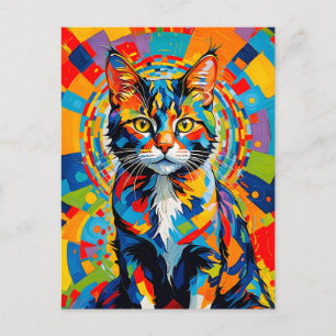 Carte Postale Gras Abstrait Cat Art