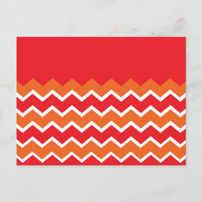 Carte Postale Gras Bright Orange Rouge Chevron Motif Zigzag (Devant)