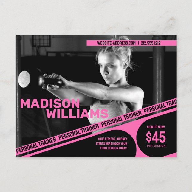 Carte Postale Gras Bright Pink Personal Trainer Photo (Devant)