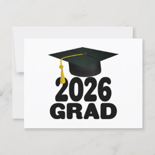 Carte Postale Gras Grad Casquette Classe de 2026 Graduation