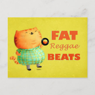 Carte Postale Gras Gras Gras Reggae Chat