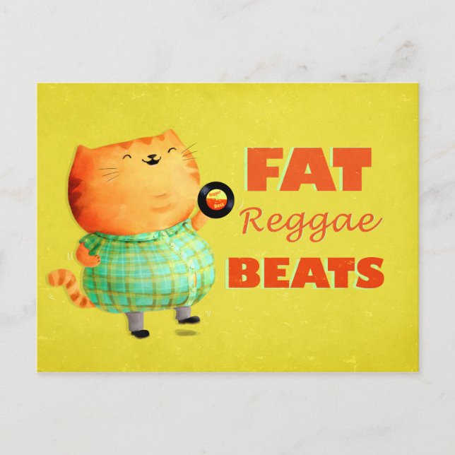 Carte Postale Gras Gras Gras Reggae Chat (Devant)