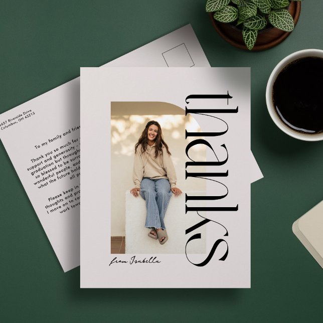 Carte Postale Gras moderne une photo graduation merci (Créateur téléchargé)