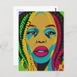 Carte Postale Gras Pop Art-Africain Américaine Femme Avec Locs