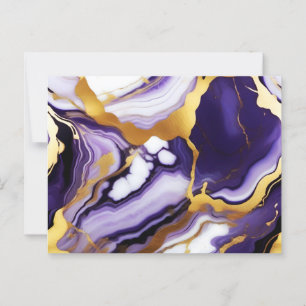 Carte Postale Gras Trendy violet jaune or faux marbre